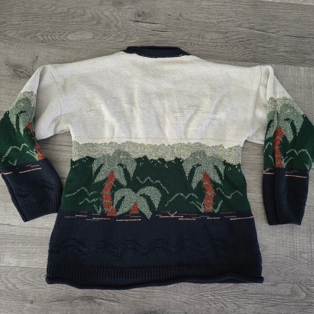 VTG 90s St Michael Looney Tunes Novelty Sweater Taz & Daffy Parachute  Sz S Rare - Picture 7 of 8